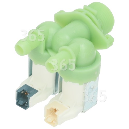 Hoover Cold Water Double Inlet Solenoid Valve : 180Deg. With 12 Bore Outlets & Protected (push) Connector Pins