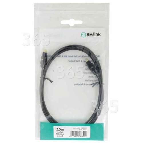 av:link 2.5m Fibre Optic TOSlink Lead - Black