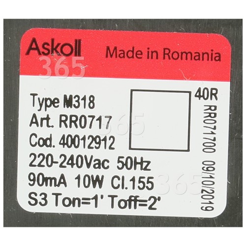 Pompa Del Condensatore Dell'asciugatrice - Askoll Tipo M318 Hoover