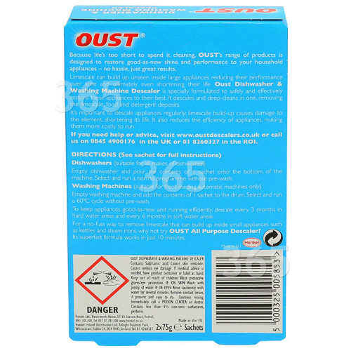 Oust Descaler: Dishwasher & Washing Machine (2 X 50ml Sachets)