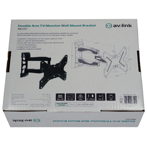 av:link 26 "- 42" Full Motion Doppelarm TV Wandhalterung