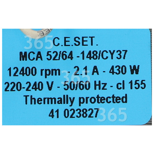 Hoover Motor : Ceset MCA52/64 148/CY37 12400rpm ( 41023827 )