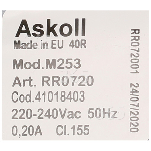 Hoover / Candy / Haier Drain Pump Assembly : Askoll Mod. M253 ART RR0720