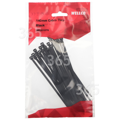 Wellco 140mm Kabelbinder - Schwarz (25er Packung)