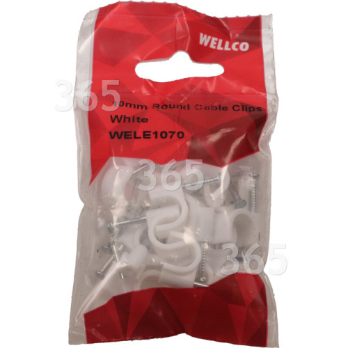 Wellco Pack Of 20 10mm Round Cable Clips - White