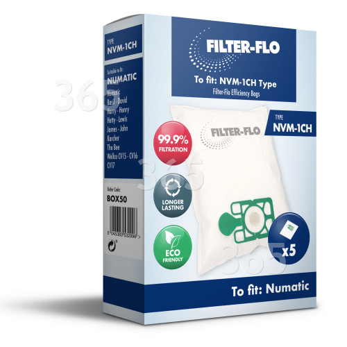 NVM-1CH Filter-Flo Synthetische Staubsaugerbeutel (5er Packung)