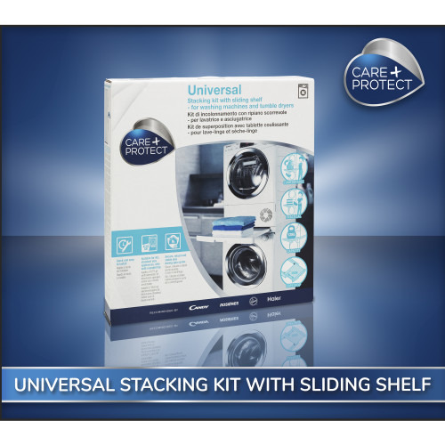 Kit Universel De Superposition Pour Lave-linge Et S&egrave;che-linge - Avec Tablette Coulissante - Care+Protect
