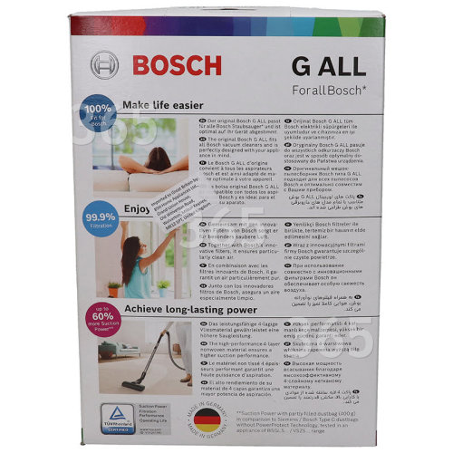 Kit Sacchetti Della Polvere Sintetici E Filtro (tipo G) - Confezione Da 4 Bosch