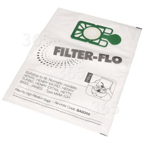 Kompatible NVM-1CH Filter-Flo Synthetische Staubsaugerbeutel (10er Packung) - BAG309