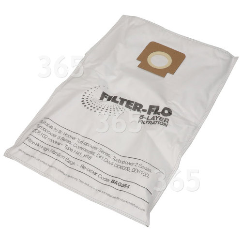 Type H18 H41 Filter-Flo Synthetic Dust Bags (Pack Of 5) - BAG354