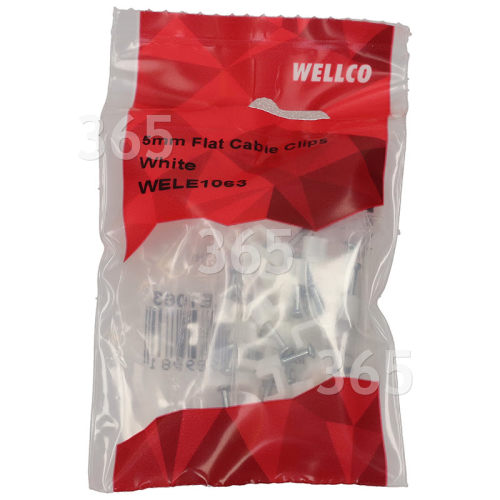 Wellco Pack Of 20 5mm Flat Cable Clips - White