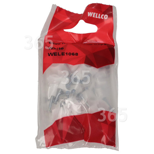 Wellco Pack Of 20 8mm Round Cable Clips - White