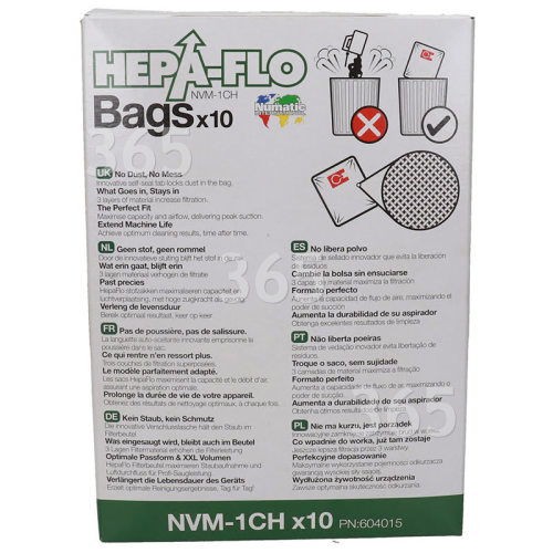 Numatic 10 NVM-1CH Hepaflo Bags Mastercarton