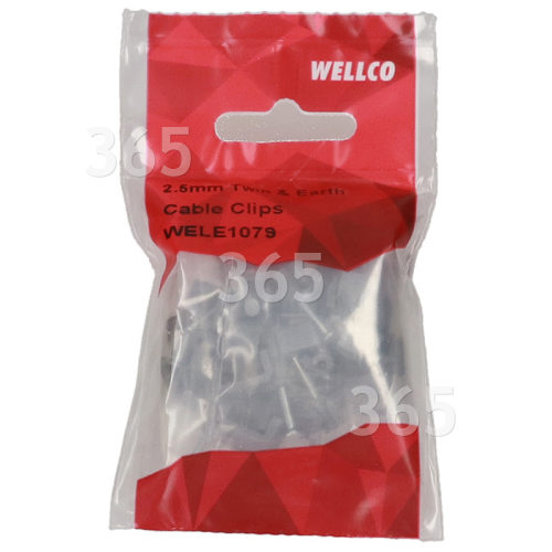 Wellco Pack Of 20 2.5mm Twin & Earth Cable Clips - Grey