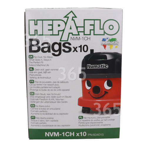 Sacs Aspirateur Filtre Hepaflo 3 Couches NVM-1CH (Paquet De 10) Numatic