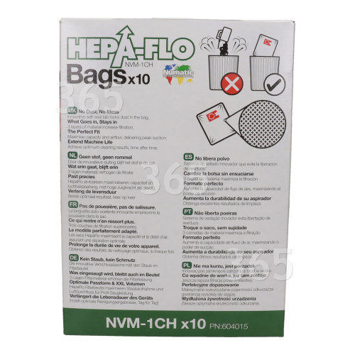 Bolsa De Aspiradora - Hepa-Flo De 3 Capas NVM-1CH - Pack De 10 Numatic