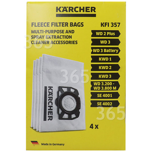 Vacuum Cleaner Filter Bag Fleece - Pack Of 4 WD3.200 Karcher