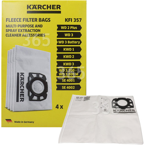 Vacuum Cleaner Filter Bag Fleece - Pack Of 4 WD3.300M Karcher