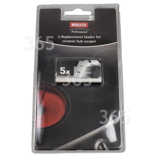 Wellco Ceramic Hob Scraper Spare Blades - Pack Of 5