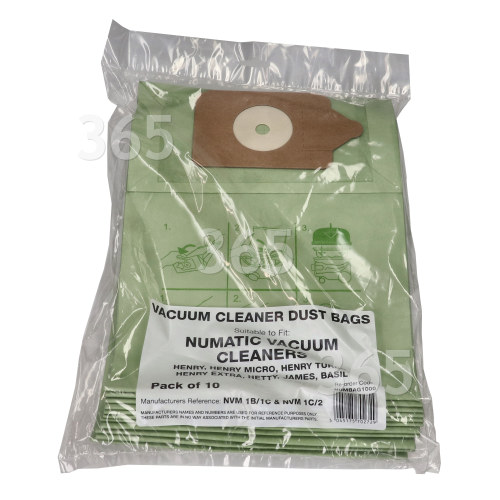 Sacs À Poussière En Papier Compatibles Pour Aspirateur NVM-1CH (Lot De 10) Numatic