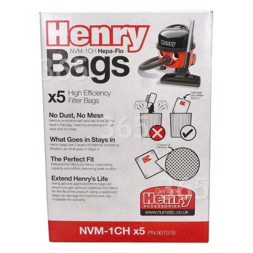 Sacs Aspirateur Filtre Hepaflo 3 Épaisseurs NVM-1CH ( Paquet De 5 ) Numatic