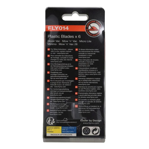 Lame In Plastica Per Tosaerba - FLY014 - Confezione Da 6 - Per I Modelli HOVERVAC 28, HOVERVAC 2800 (HV2800), HOVERVAC 30 (2006-), HOVERVAC DUAL HANDLE, HOVER VAC 280 (HV280), MICROLITE, MINIMO (2002-), MOW N VAC 28 Flymo