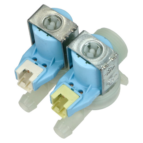 V&aacute;lvula Solenoide Doble De Entrada De Agua Fr&iacute;a De Lavadora - 180&ordm; - Di&aacute;. 12mm - Conectores De Empuje Protegidos