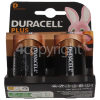 Duracell Plus Power +100% D Batteries (Pack Of 2)