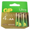 GP Batteries Ultra Alkaline AA Batteries - Card Of 4