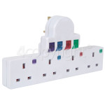 4ourhouse Approved part Plug-In 4 Way Mains Adaptor: Separate Colour Coded On/Off Switches And Neon