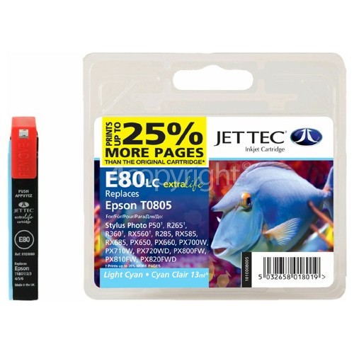 Jettec SX105 Remanufactured Epson T0805 Light Cyan Ink Cartridge