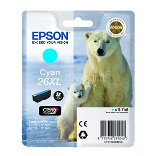 Epson XP-605 Genuine T2632 Cyan High Capacity Ink Cartridge