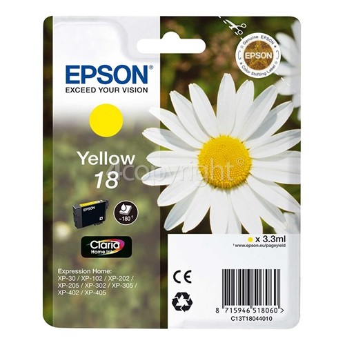 Epson Genuine T1804 Yellow Ink Cartridge