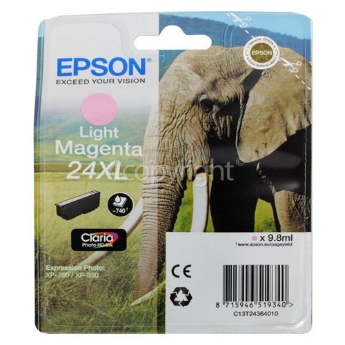 Epson Genuine Light Magenta 24XL Claria Photo HD Ink Cartridge - T24364010