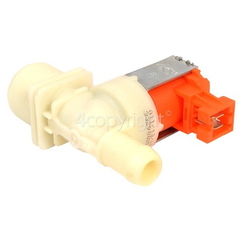 Indesit Cold Water Single Inlet Solenoid Valve : 180deg With Protected Tag Fitting & 14.5 Bore Outlet