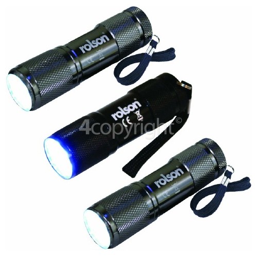 Rolson 3 Piece 9 LED Aluminium Torch Set