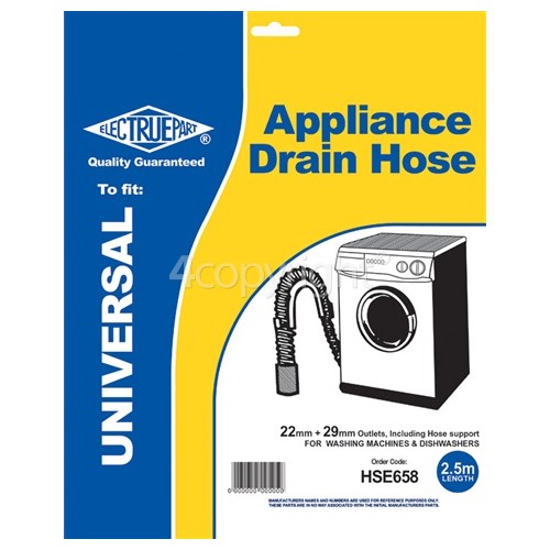 Hotpoint 2.5m Universal Drain Hose (Straight Ends) 22mm / 29mm, Internal Dia.s'