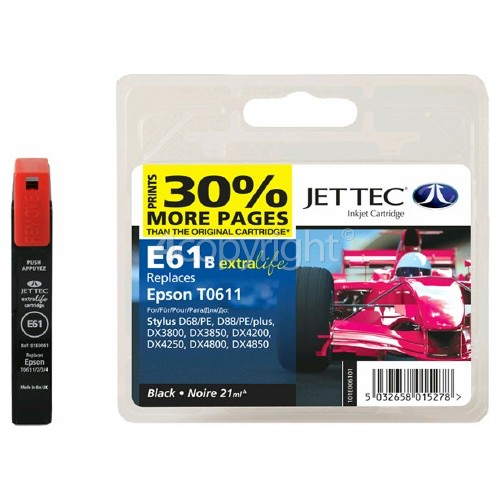 Jettec Remanufactured Epson T0611 Black Ink Cartridge