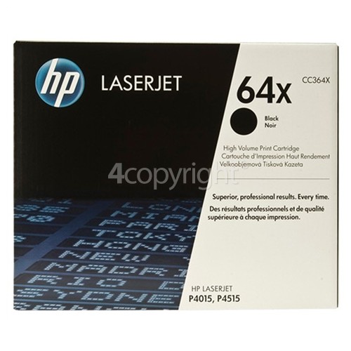 Hewlett Packard Genuine 64X Black Toner Cartridge (CC364X)