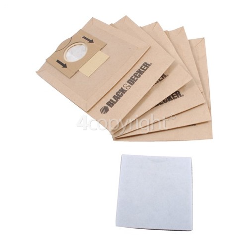 Black & Decker P50 Paper Bag & Filter Set (Pack Of 5 With 1 Filter Kit) - BAG9411