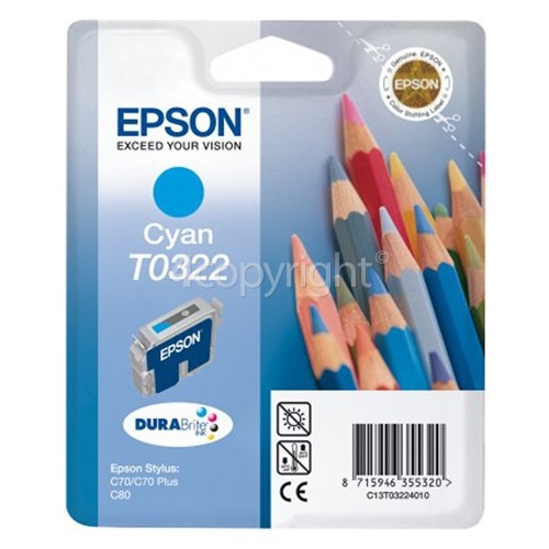 Epson C80WN Genuine T0322 Cyan Ink Cartridge