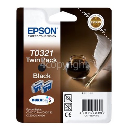 Epson Genuine T0321 Black Ink Cartridge Twin-Pack