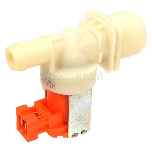 Indesit Cold Water Single Inlet Solenoid Valve : 180deg With Protected Tag Fitting & 14.5 Bore Outlet