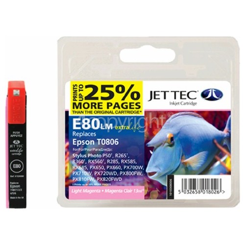 Jettec Remanufactured Epson T0806 Light Magenta Ink Cartridge