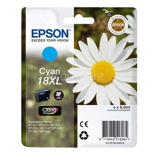 Epson Genuine T1812 Cyan High Capacity Ink Cartridge