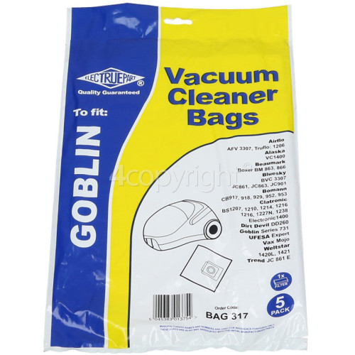 Goblin Series 731 Filter-Flo Synthetic Dust Bags (Pack Of 5 & 1 Filter) - BAG317