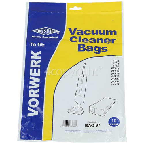 Vorwerk Vacuum Cleaner Hoover Dust Bags (Pack Of 10)