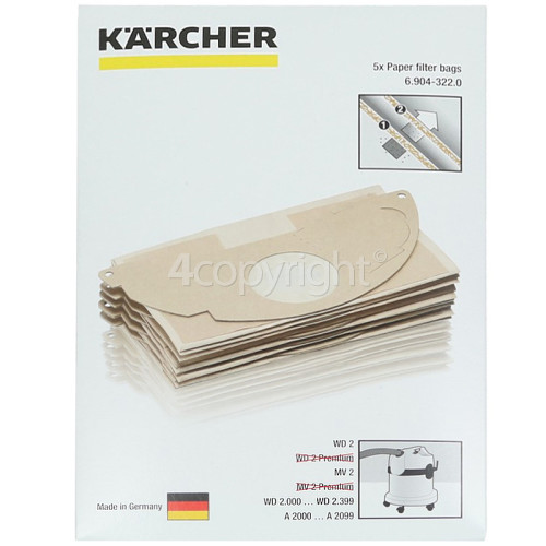 Karcher WD2 2 Layered Dust Bag (Pack Of 5)