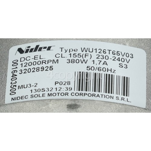 Motor : NIDEC SOLE WU126T65V03 12000RPM