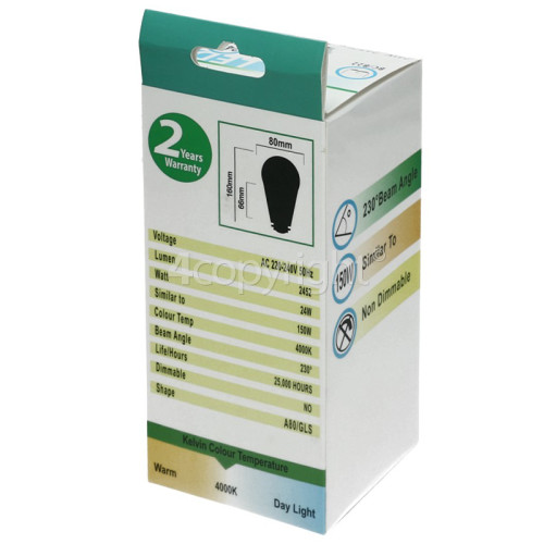 LyvEco 24W GLS BC LED Lamp (Daylight) 150W Equivalent